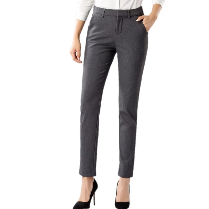 

Hot Sale Business Casual Spring Autumn Ankle Length Pants Female Trousers Mid Waist Formal Office Lady Pencil Pants Black Gray