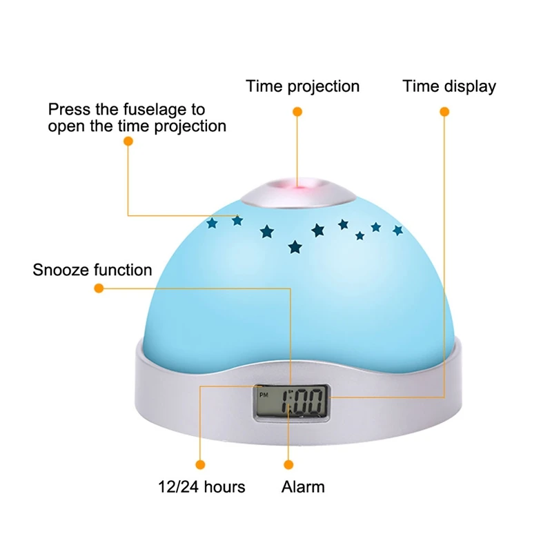 Small Size Digital Alarm Clock Projection Clock With Star Shape Design