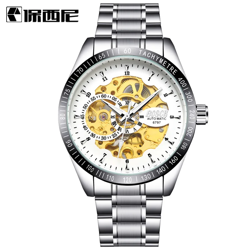 

Authentic manufacturers of steel waterproof fashion automatic hollow mechanical men's wholesale watch