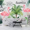 Non-woven water damp proof green pattern wallpaper living room tree forest