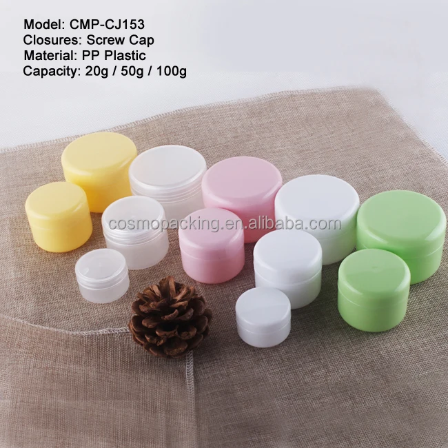 20g 50g 100g Plastic PP Cosmetic Jars for Face Cream