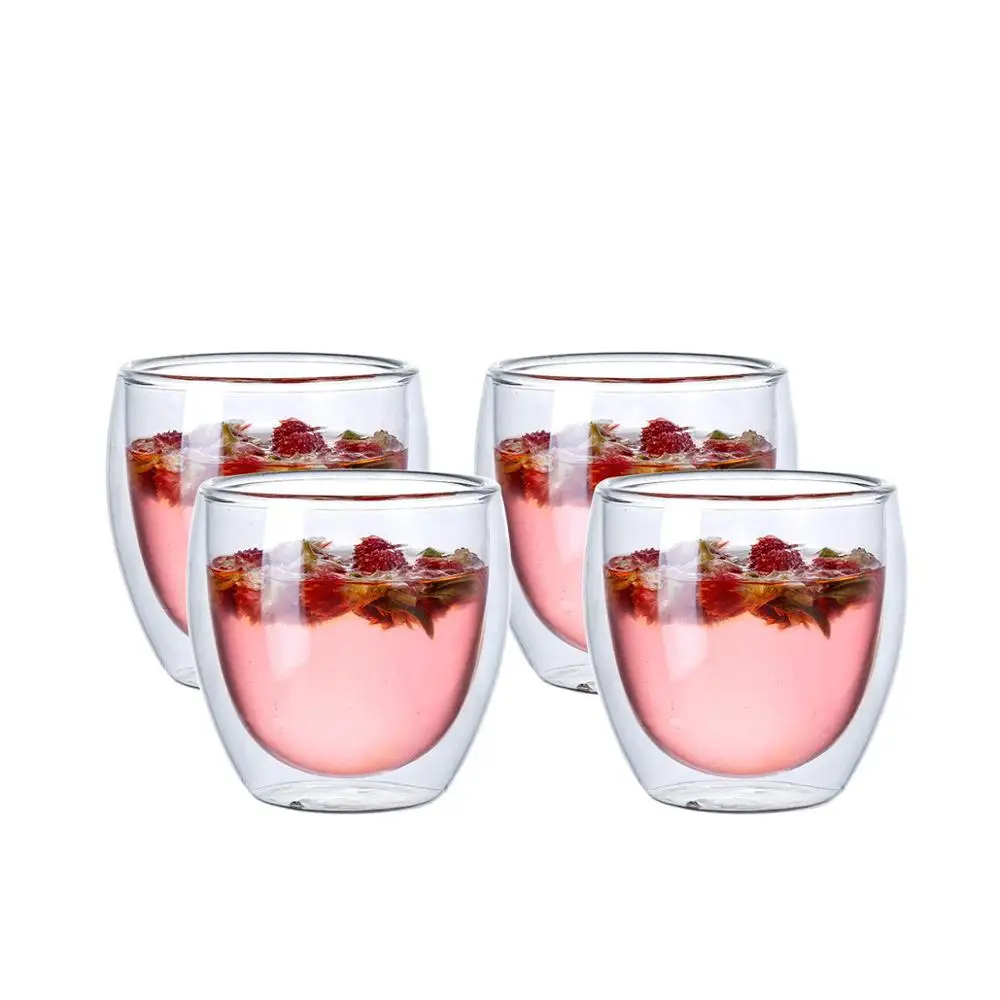 

2019 high borosilicate glass double wall teacup gift set, Clear