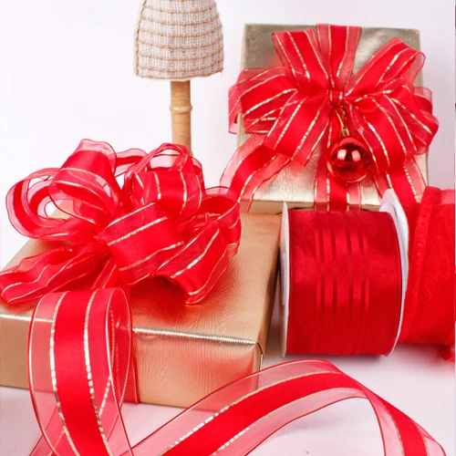 

Hot Sale 38mm Wide Decorating Wedding Christmas Red Wired Ribbon, As pictures shown