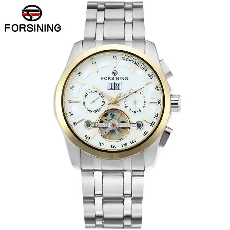 

Forsining 0080 tourbillon window classic calendar watch three eyes with altimeter men, 4-color