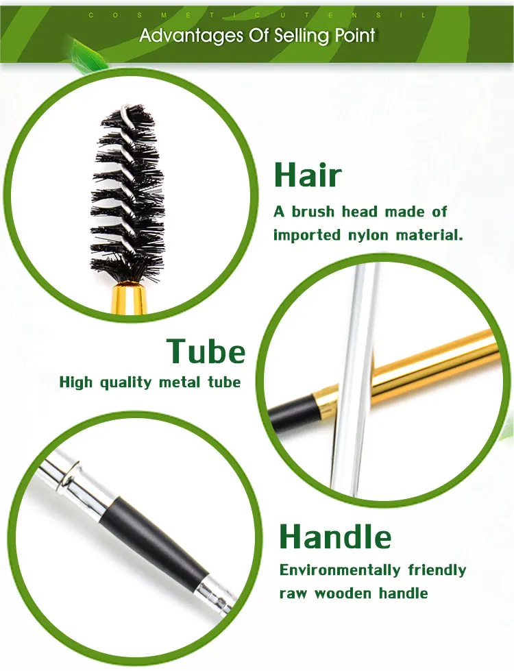 Applicator Custom Black Wood Handle Metal Cover Spoolie Retractable