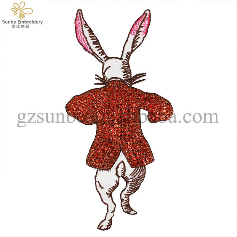 

Cartoon Animal Sequin Rabbit Patches Sewing Fabric Badge for Clothes Kids Badge Embroidery Appliques DIY Craft, Multicolors