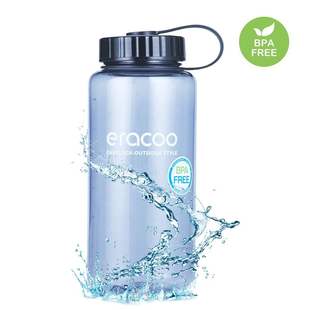 

1 Litre Wide Mouth Eco BPA Free Tritan Plastic Sports Water Bottle, Purple,gray