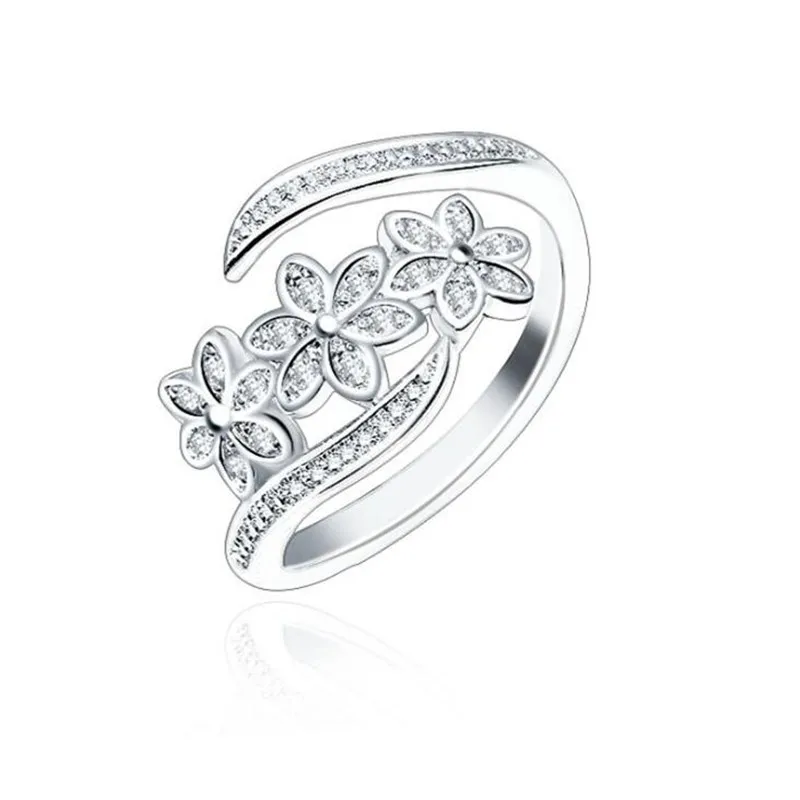 

Fashionable Adjustable 3 flower zircon ring