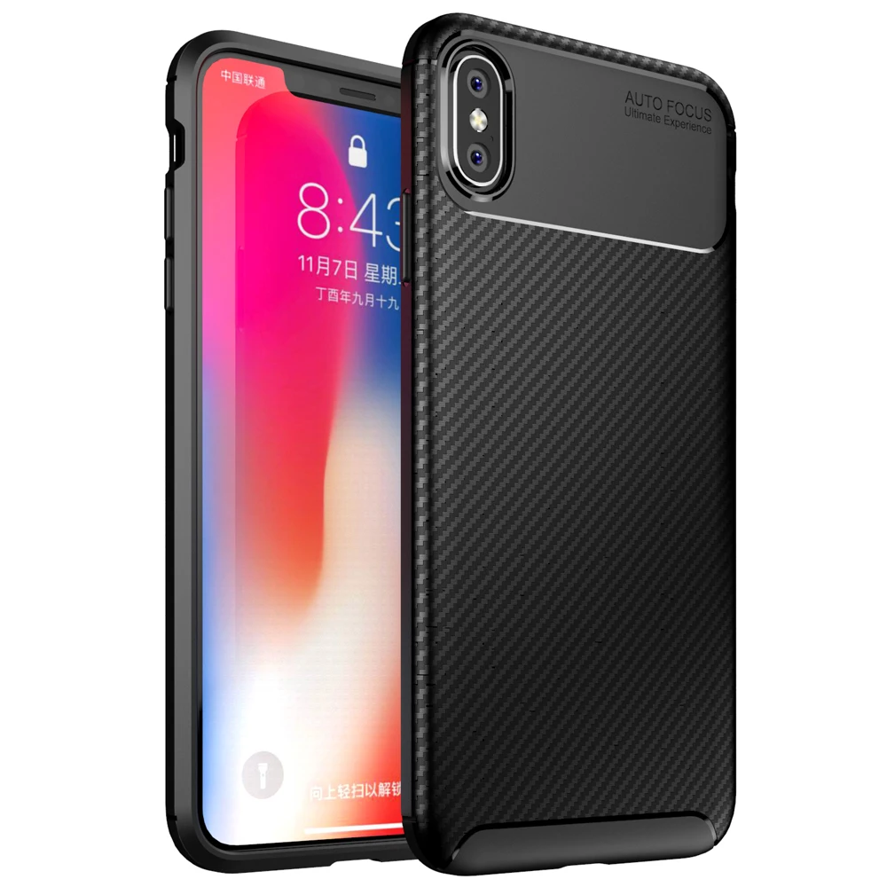 

Laudtec New Carbon Fiber Soft Tpu Back Cover Phone Case For iPhone XS Max, Black;navy blue;brown