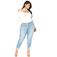 

Wholesale skinny fit ripped plus size jeans pants for women