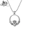 Loordon Fashion Accessory Stainless steel claddagh circle pendant