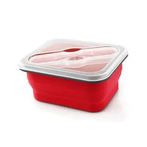 Image of Microwave Dish Washer Safe BPA Free Leak Proof Silicone Collapsible Bento Lunch Boxes