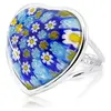 Customized Fashion white gold rhodium murano glass stone ring for women