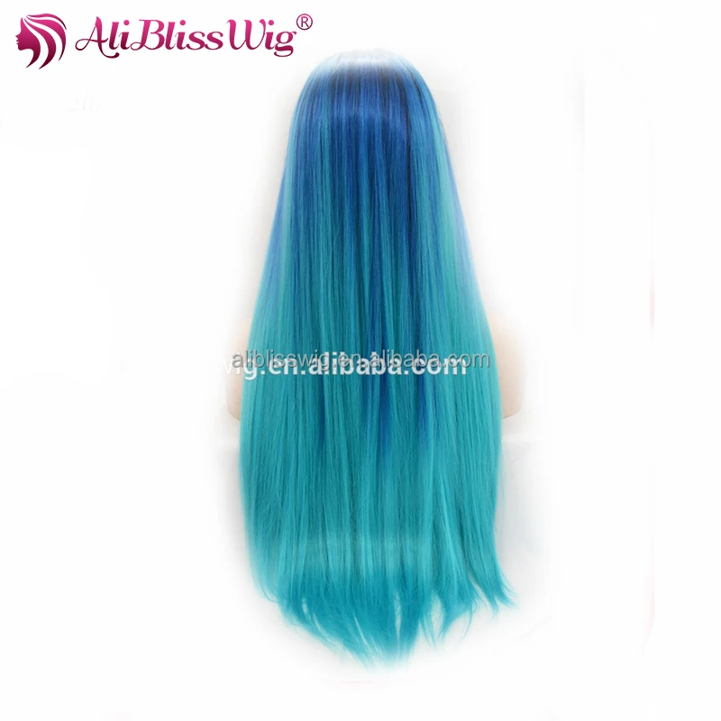 Free Shipping 22 Inch Style Straight Ombre Blue To Green Medium