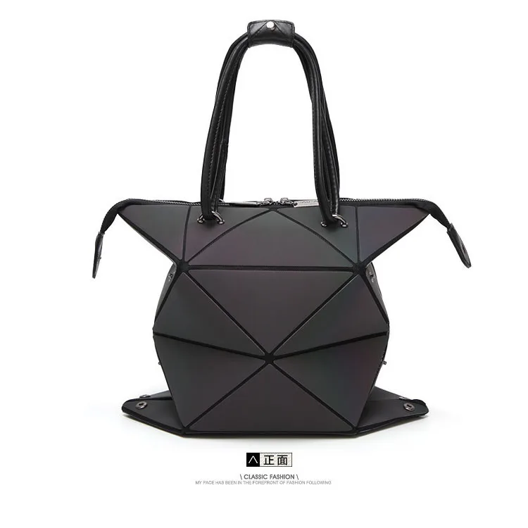 

Night luminous shape shifted geometric handbag holographic diamond all-matched shoulder bags, Black
