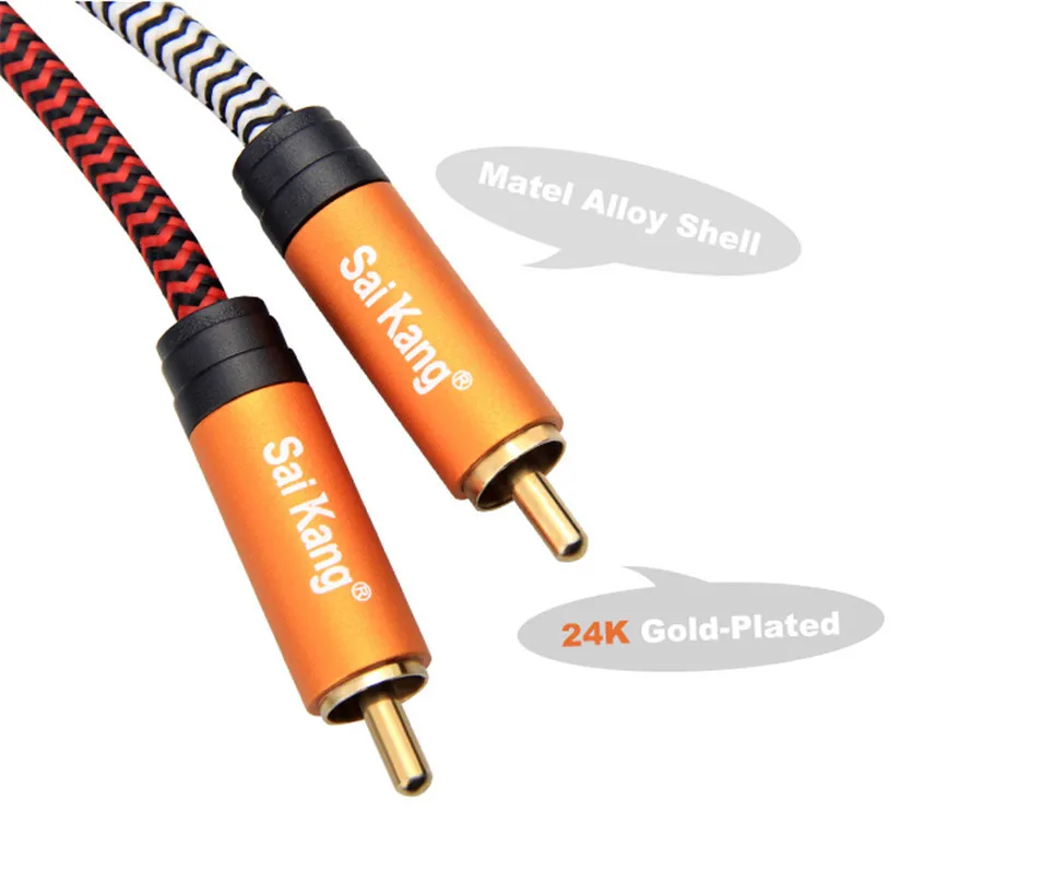 High Quality Rca Audio Cable 2 Rca To 2 Rca 24k Gold Plated Oxygen Free Shielded Male To Male