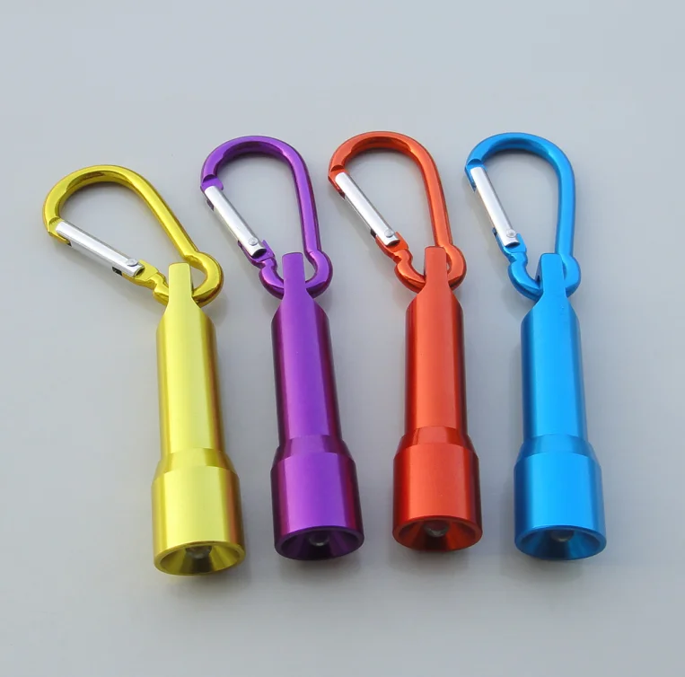 
factory price aluminum mini keychain button batteries promotional 1 led flashlight with carabiner 