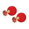 Fashion Pearl Type Earring Jewelry Red Zircon Ruby Stud Earring 925 Silver Needle Earring For Women And Girl Wholesale