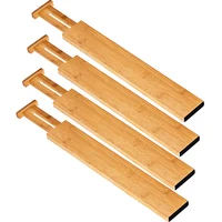 

Amazon Hot Selling Bamboo Adjustable Drawer Dividers with non-scratch pads