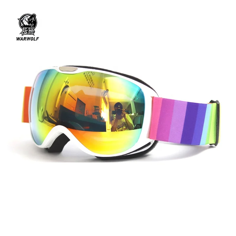 

Anti UV 400 double layer lens anti-fog kids ski goggles with beauty color design