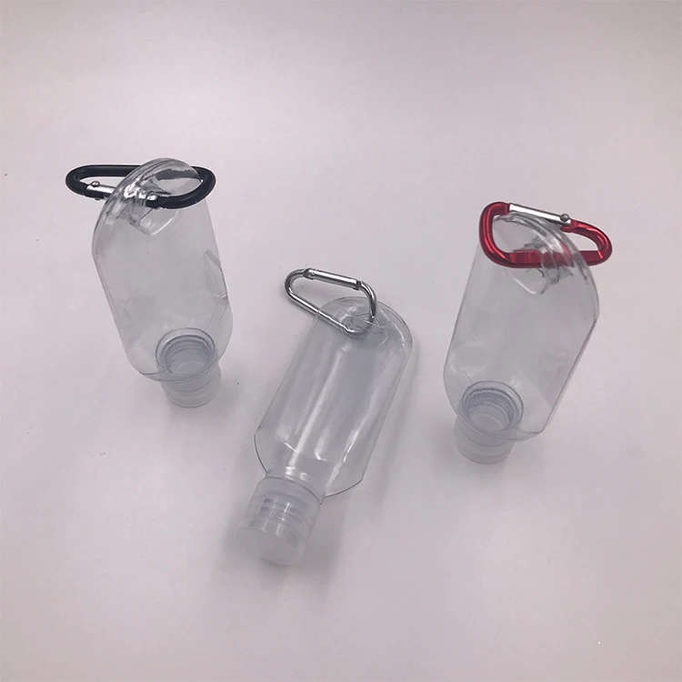 50ml Empty Bottle Pet Plastic Hand Sanitizer Bottle With Carabiner