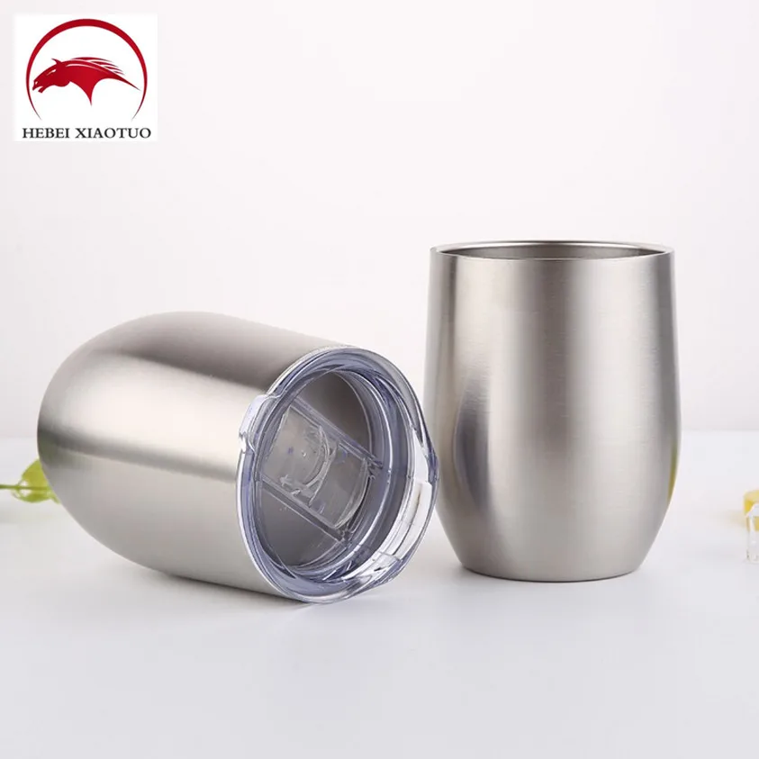 

stainless steel Wine tumbler with lid,12 oz insulated wine cups glass,Stemless Wine Tumbler can put straw