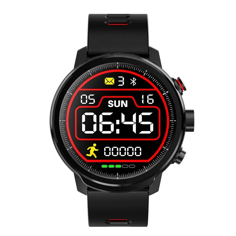 

Sport big full touch round screen smart watch band bracelet L5 IP68 waterproof torchlight steps heart rate BP Blood oxygen