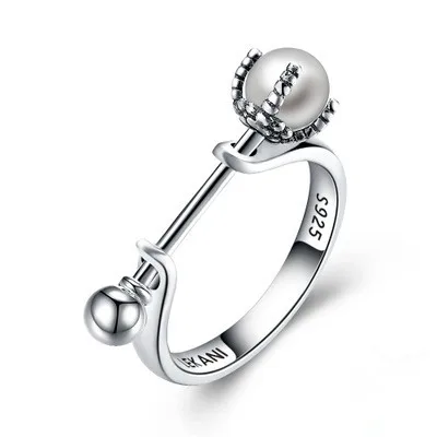 

Retro Style 925 Sterling Silver Pearl Band Ring Original Design Party Jewelry for Girls, As pictures