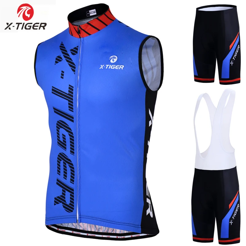 

X-TIGER Summer Cycling Vests Sets Sleeveless Cycling Jerseys Sets Ropa Maillot Ciclismo Cycling Clothing Suit 3D Gel Pad