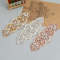 

Hotsale Embroidery Rhinestone Applique,Crystal Beads Applique Patch For Wedding Dress