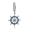 BAMOER Genuine 100% 925 Sterling Silver Sea Voyage Ship Rudder Pendant Charms fit Women Bracelets Necklace Fine Jewelry