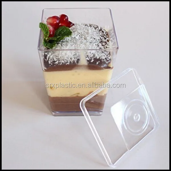 
Cute Clear Plastic Square Parfait Cups 3oz 4oz Dessert cup with lids,custom plastic dessert cup china suppliers manufacturer 