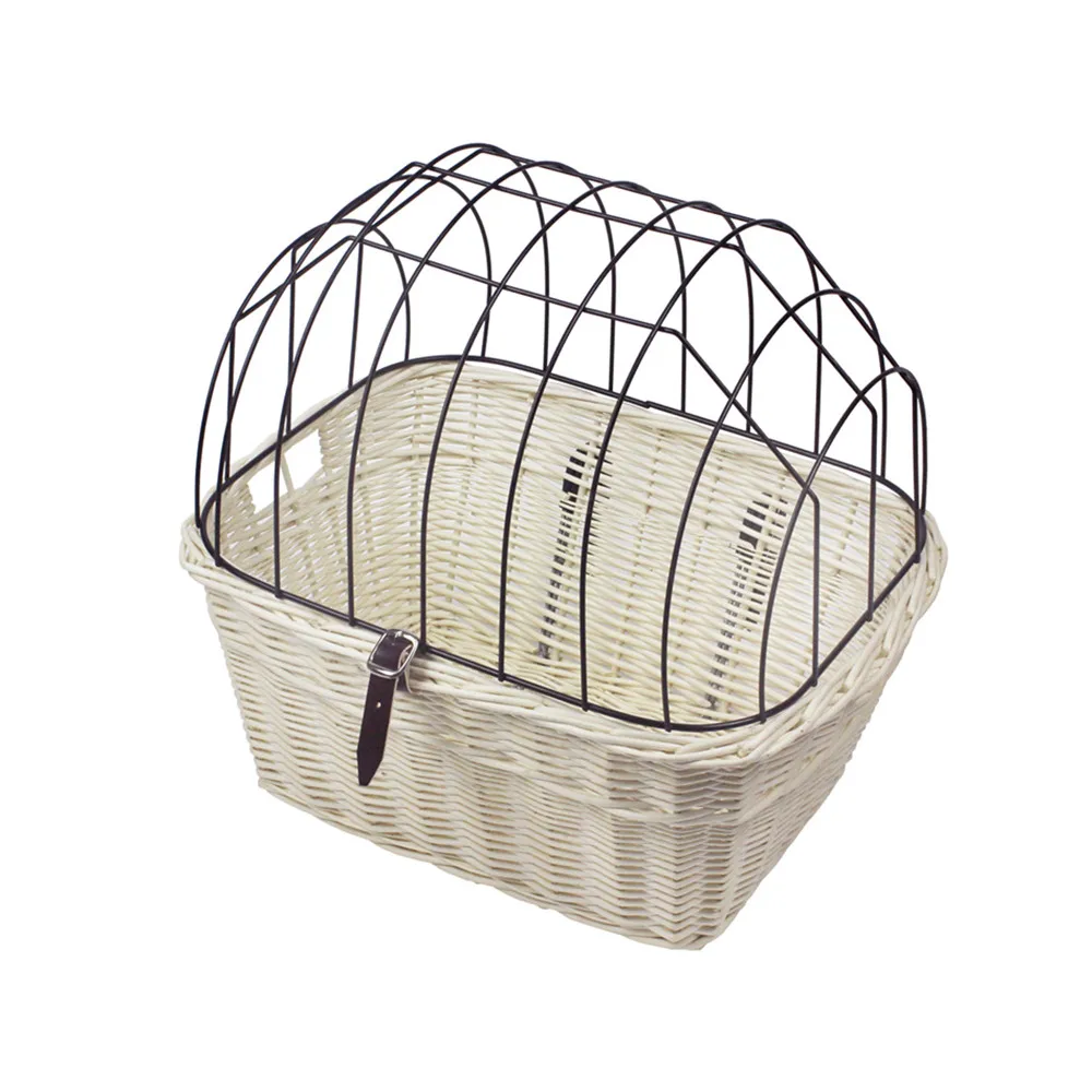 white wicker bicycle basket