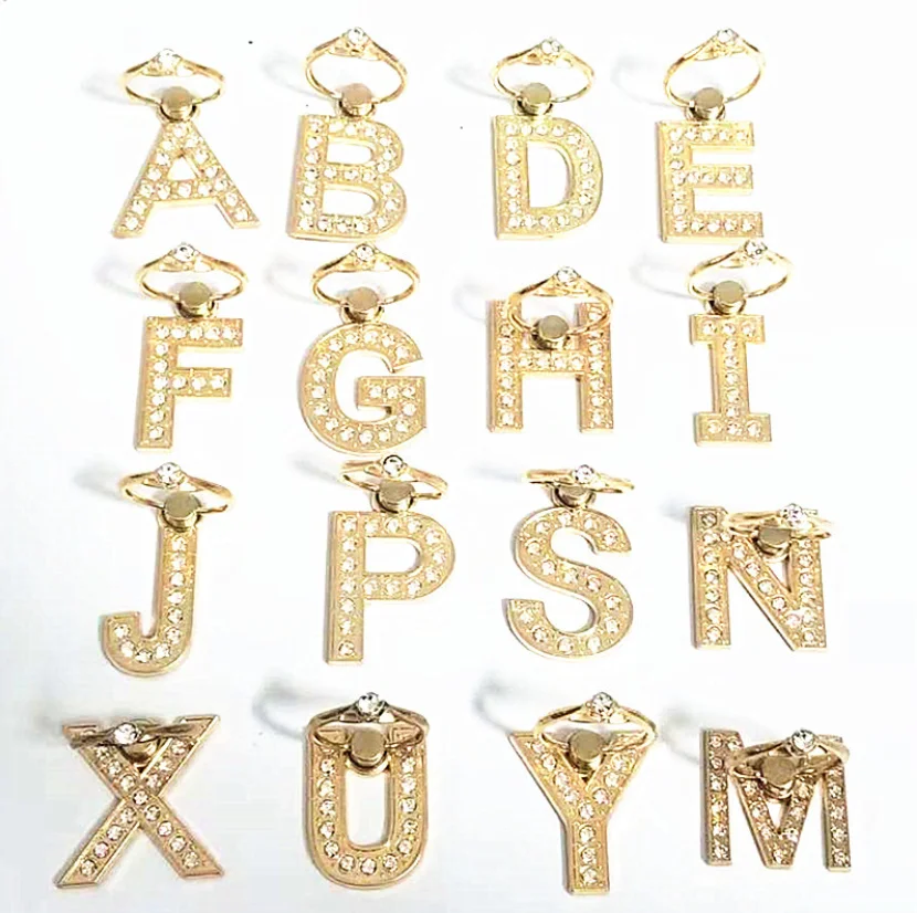 

metal diamond 26 English letters cell phone ring grip stand finger holder for ipad mobile phone