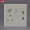 South Africa India Brazil type usb wall socket with usb charger outlet 250V 16A Big South African Brazilian Wall Socket 2.1A