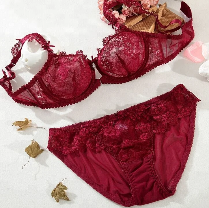 
B1006 Cheapest Price Sweet Girl Ladies Lace Net Bra and Panties Set 