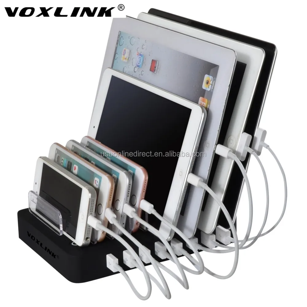 VOXLINK 8-Port multi usb charger black color UK plug cell phone usb charging station