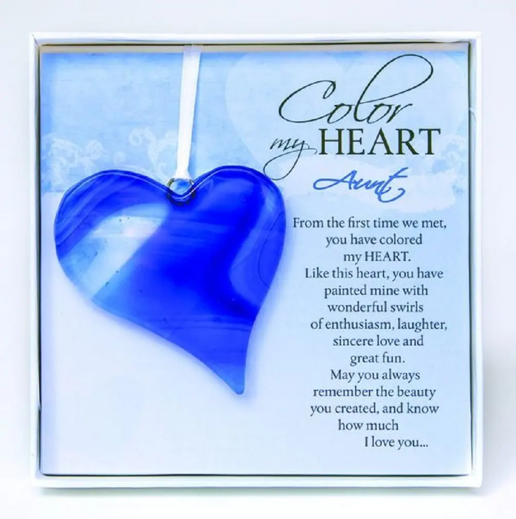 Mother's Day Gift I Love My Aunt Poem Keepsake Glass Heart. 