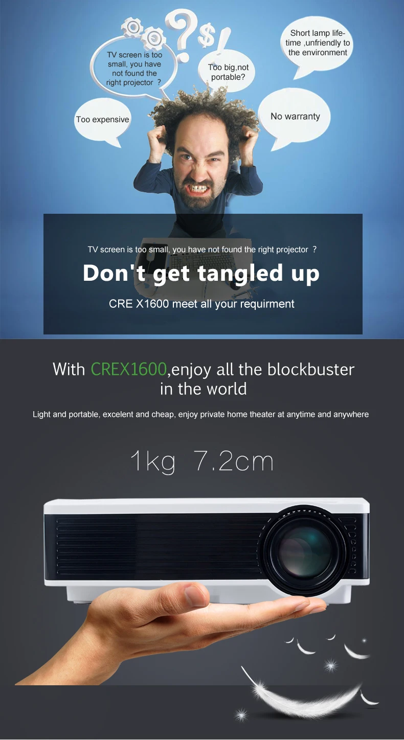LED Multimedia Home Theater Projector Projector Digital Portable LCD Projector