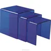 Factory Wholesale Set of 3 Clear blue Acrylic Magazine Table
