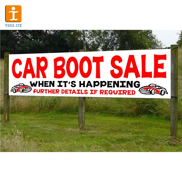 CAR BOOT SIGN WITH YOUR DETAILS SIGN BANNER OUTDOOR WATERPROOF PVC Eyelets 