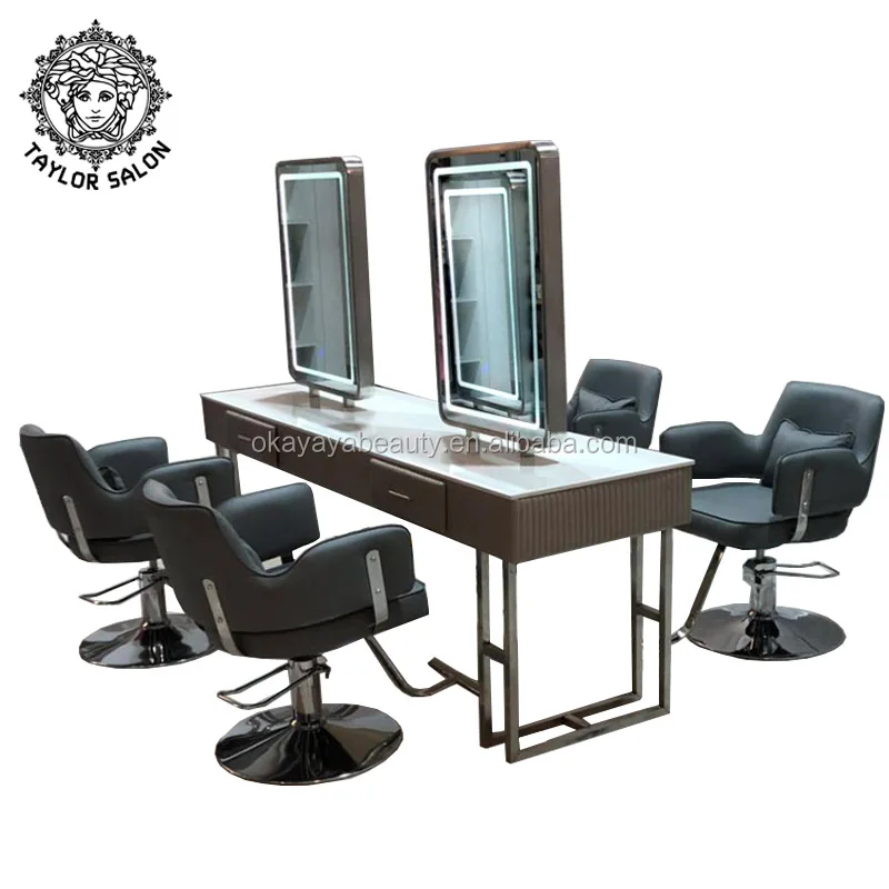 Modern Saloon Furniture Hair Station Salon Equipment Beauty Salon Wall Mirrors Led Salon Mirror