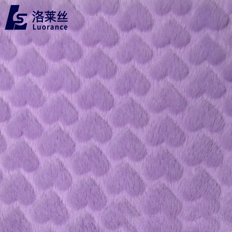 
Hot sale heart style embossed rabbit faux fur fabric 
