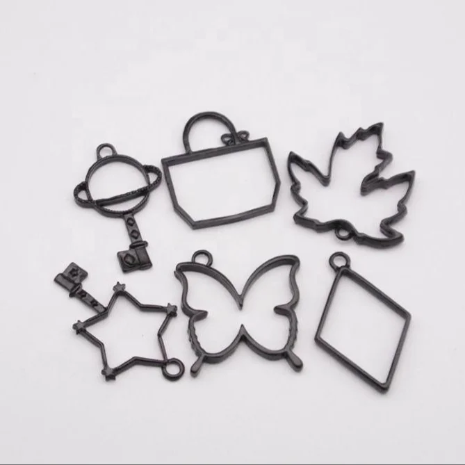 

Jewelry Findings Fashion Metal Bezel Frame Black Fancy Shapes Bezel Cabochon Setting DIY Necklace, Black or as your request