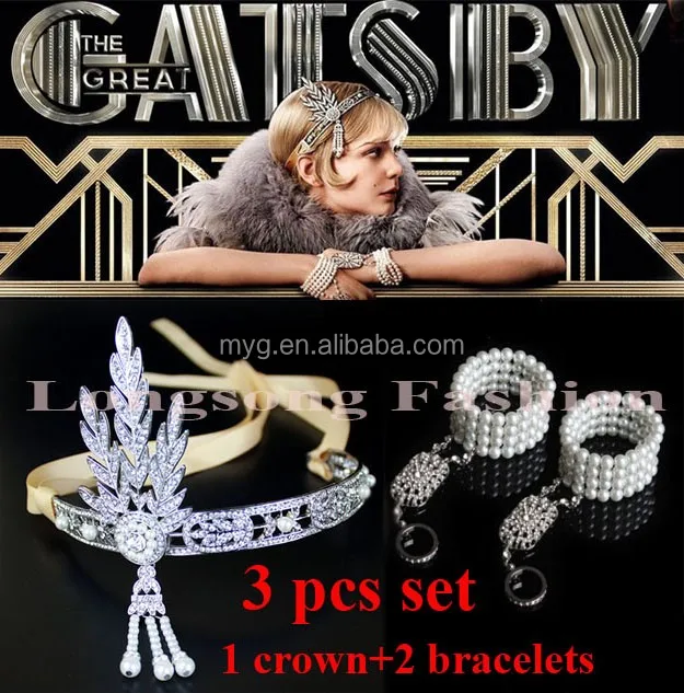 

Free Shipping Wholesale Gatsby Crown Bracelet Jewelry Sets MYGBC034, Silver