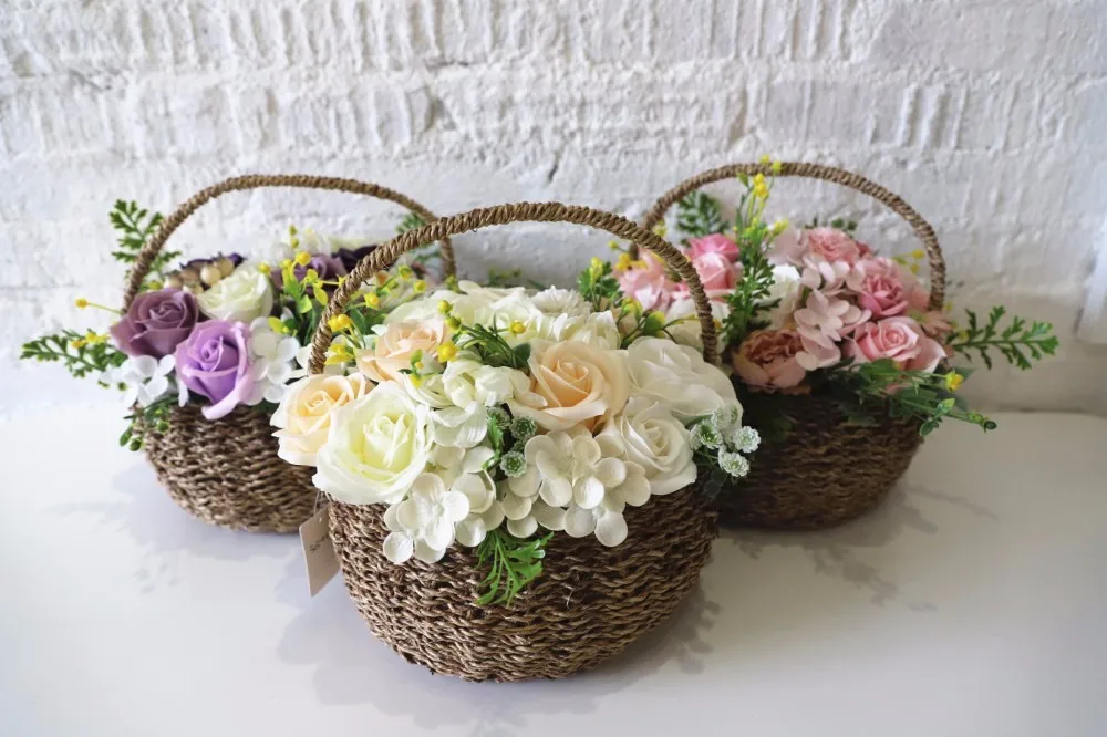 Artificial Flower Factory Ivory White Soap Flower Hydrangea Rose Birthday Gifts Real Looking Flower With Wicker Basket Buy Soap Flowers With Wicker Basket Artificial Flowers With Wicker Basket Artificial Flowers With Basket Product