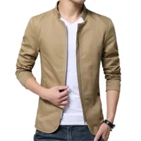 

YSMARKET 4 Color M-5XL Men's Stand Collar Men Jacket Fashion Autumn Casual Zipper Slim Top Long Sleeve Coats Outwear E2021