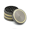 GR063 2.5" Gold Circle Top Layer 4 Pieces Gold Side Plane Metal Zinc Alloy Tobacco Crusher Spice Pollen Smoking Grinder