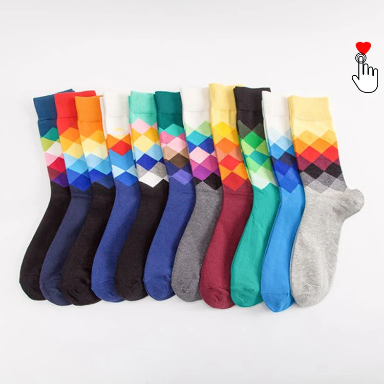 11 Colors Argyle Patterned Socks Diamond Custom socks For Men