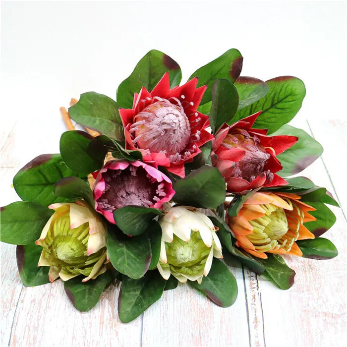F1433 Hot Sale Factory Large Size Silk Artificial Protea Red King